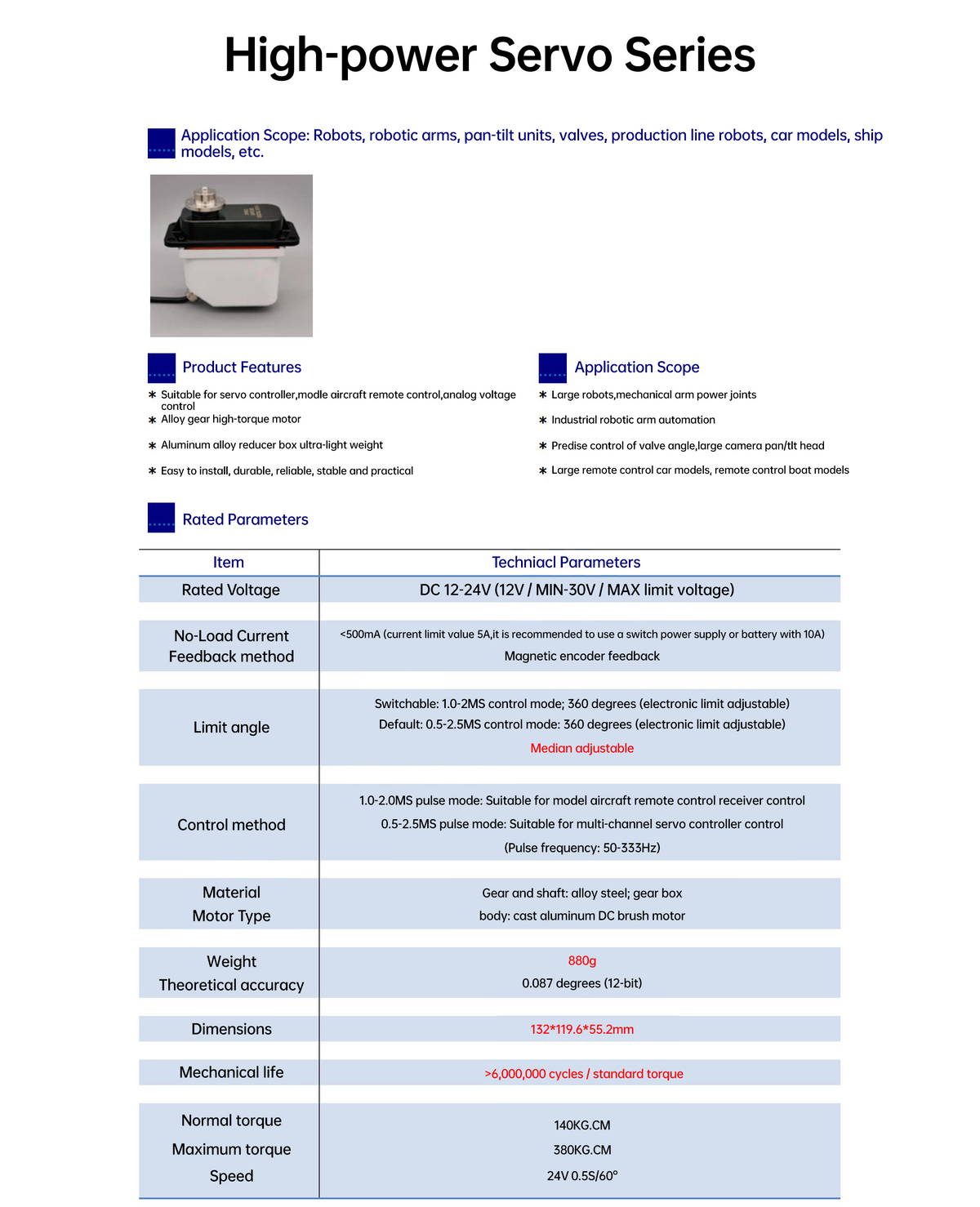 DHPS380 High-Torque Digital Servo for Combat Robots and Industrial Automation